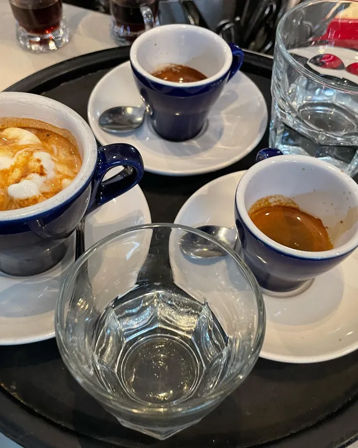 Espresso in Dario's blue cups